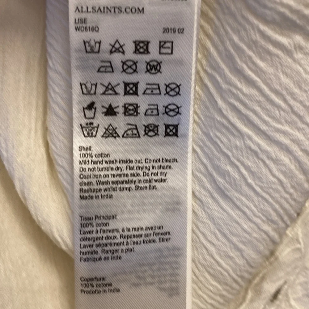 NWT $228 ALLSAINTS | Lisa white cotton eyelet lace bride tie mini dress size XS